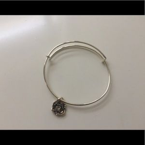Sterling silver charm bracelet with rose charm